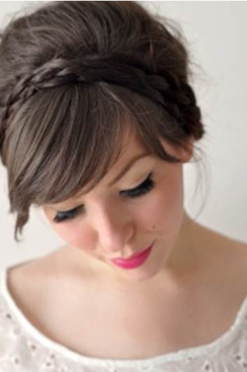 bride with braided hair headband