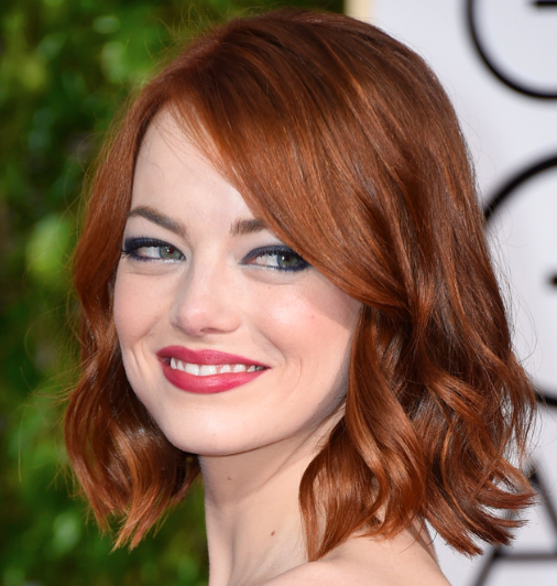 Emma Stone with coppery hair color