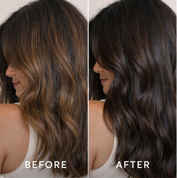 Before after results of going darker with Madison Reed permanent hair color